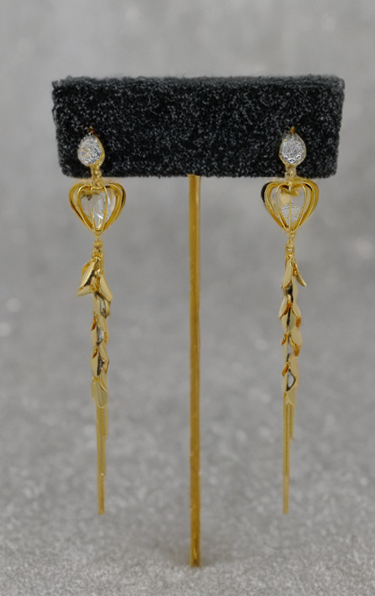 Enchanted Gold Heart Dangle Earrings