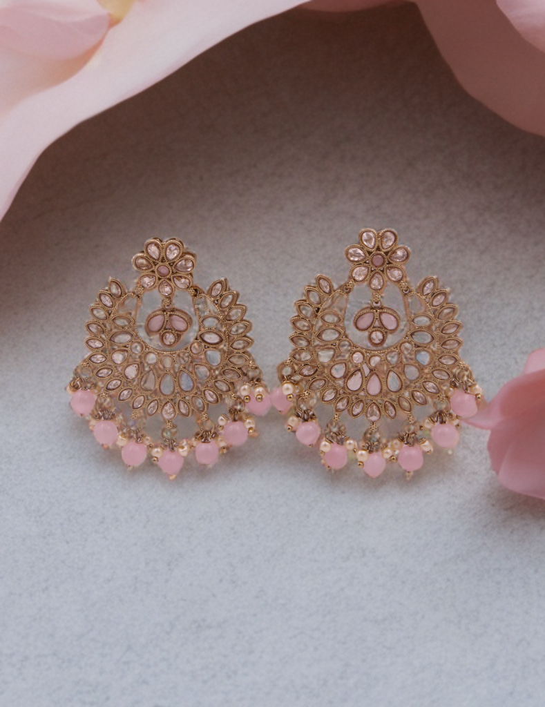 Blush Pink Kundan Chandbali Earrings