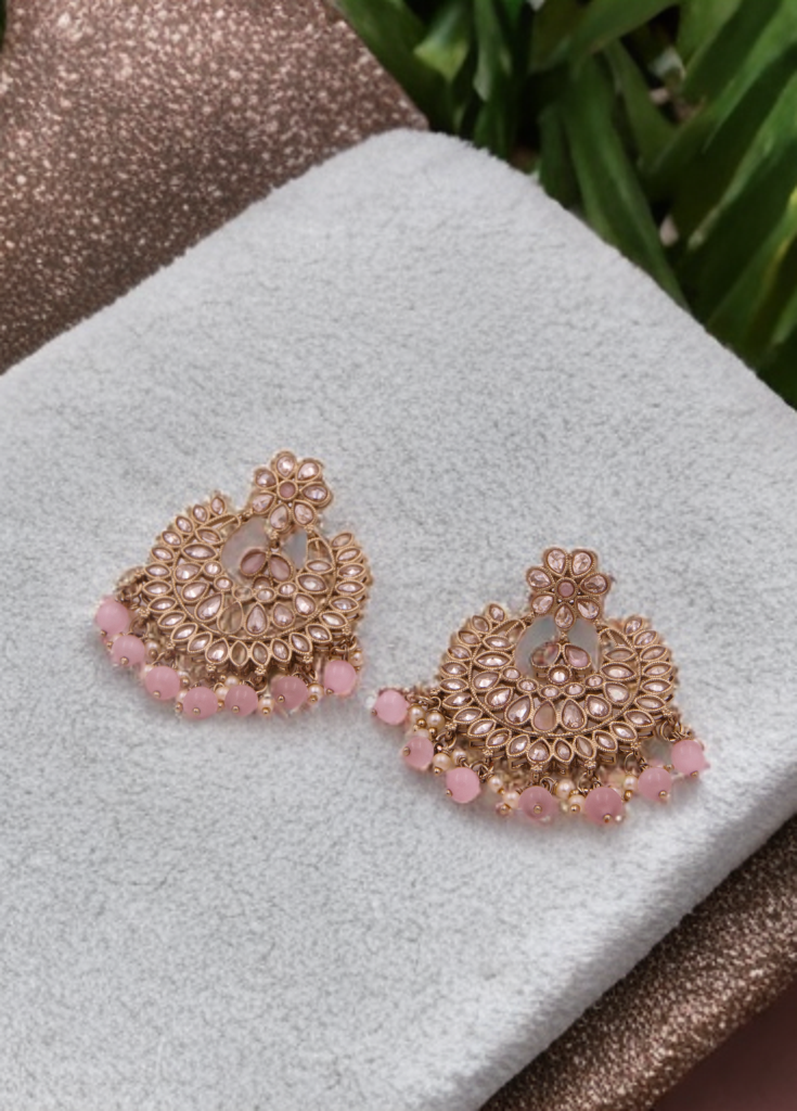 Blush Pink Kundan Chandbali Earrings