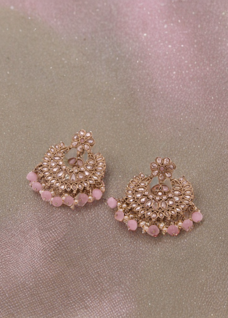 Blush Pink Kundan Chandbali Earrings