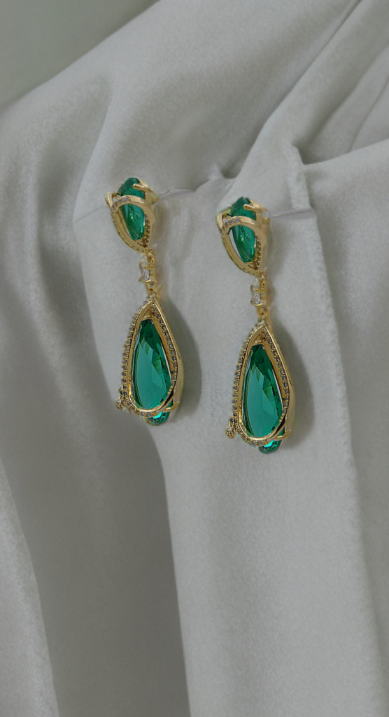 Elegant Emerald & Ruby Teardrop Earrings