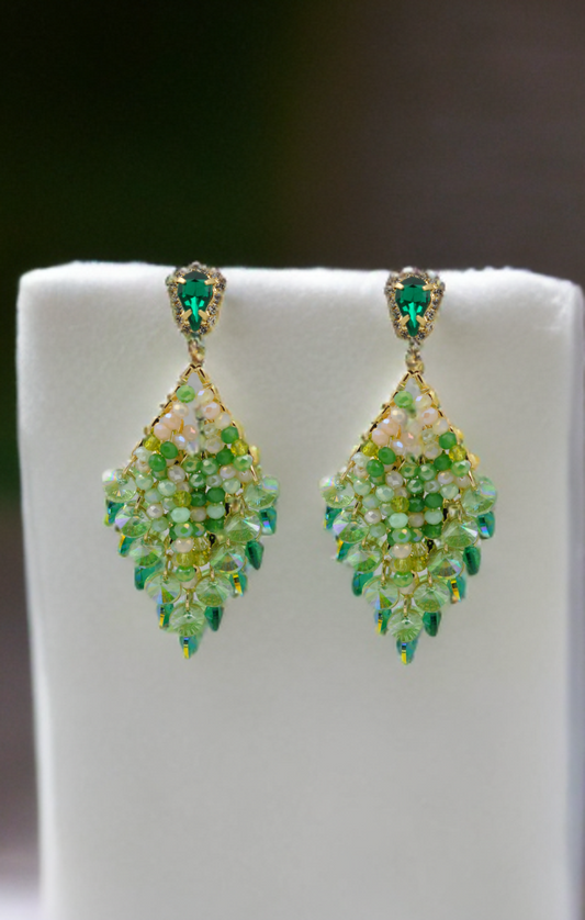 Emerald Cascade Crystal Earrings